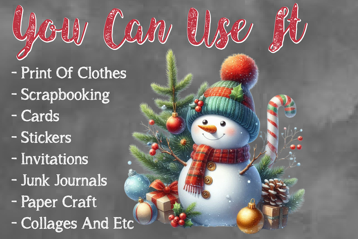 Cute Christmas Cute Snowman Clipart, a Seasonal Illustration by Craft Nest (Photo 5 of 5)