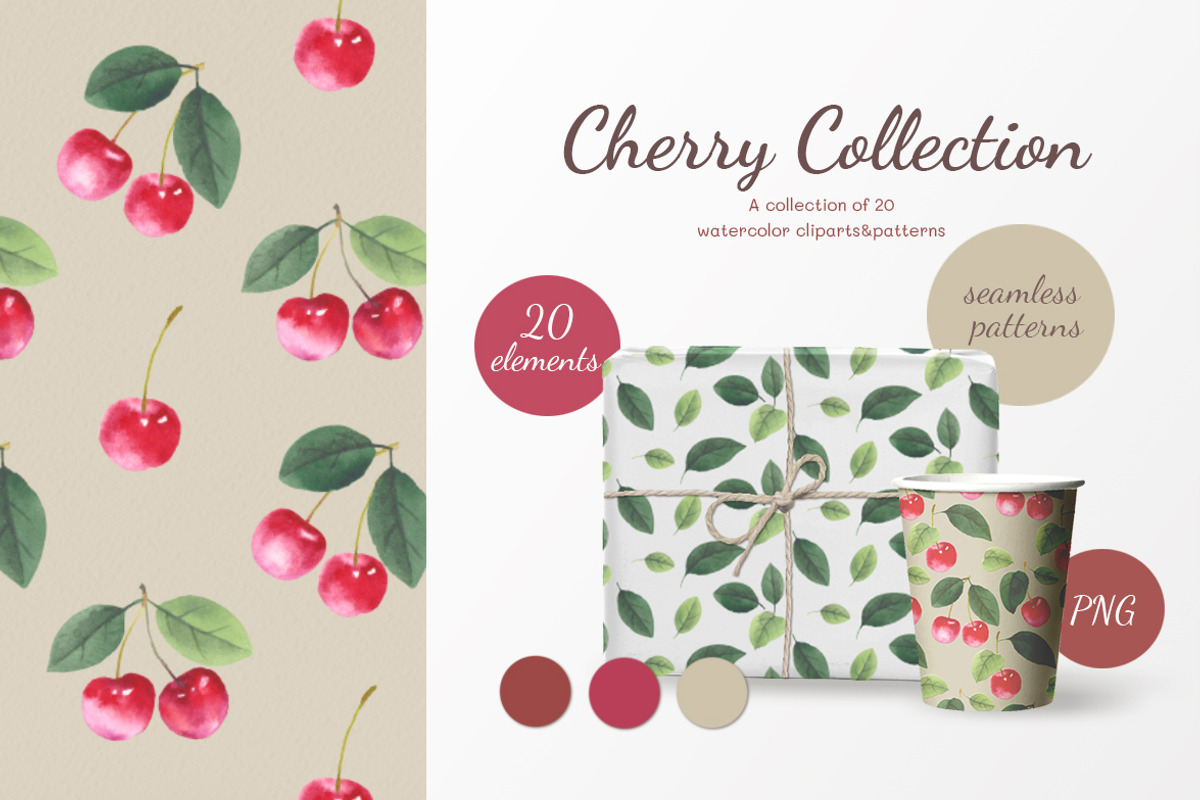 Сherry collection, a Pattern Graphic by oKOLOstyle (Photo 1 of 7)