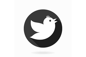 Flying Bird Vector Flat Icon, an Outline Icon by FineArtStudio