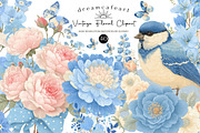 Watercolor Vintage Floral Clipart, an Illustration by DreamCafeArt (Thumbnail 1 of 6)