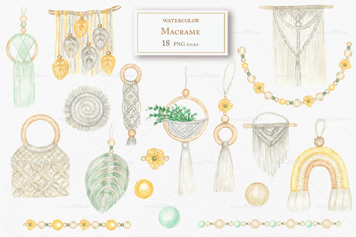 Macrame Boho Watercolor Clipart, an Object Graphic by svetlanaARTdreams (Photo 4 of 11)