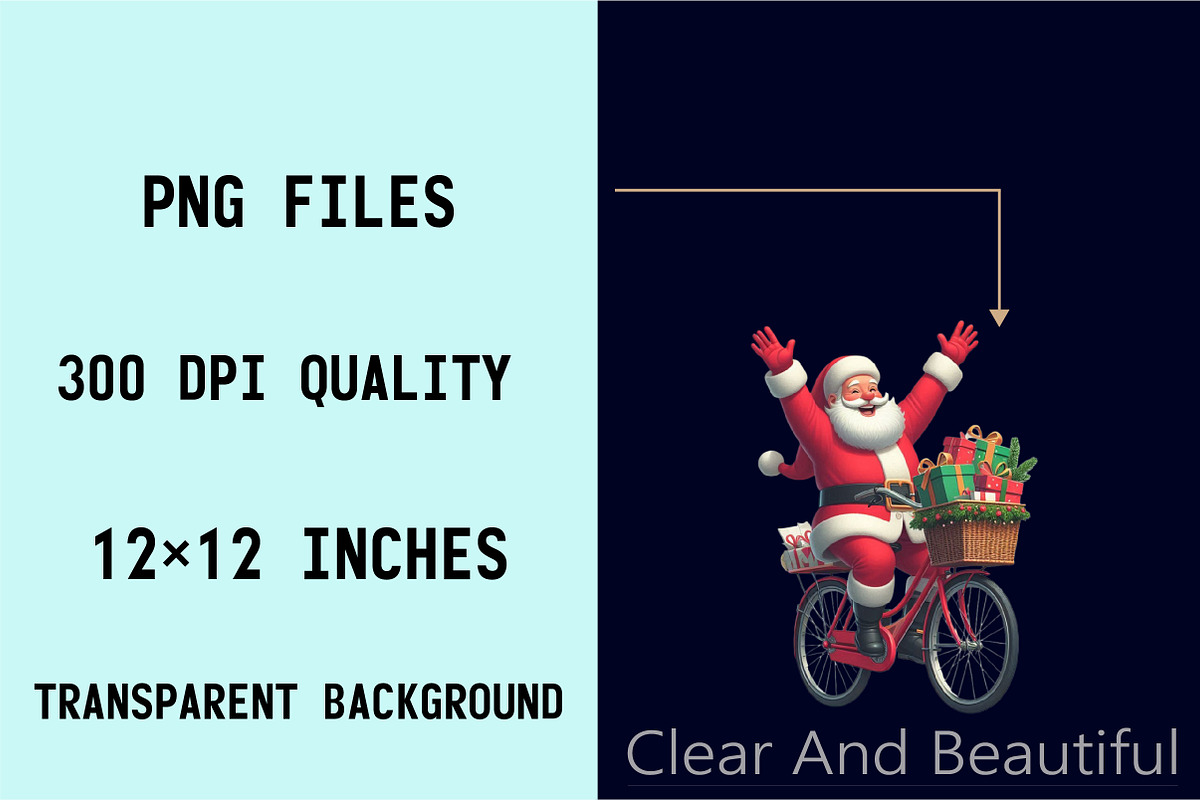 Santa Bicycle with Gifts Clipart Bun, an Illustration by SVGArt (Photo 4 of 7)