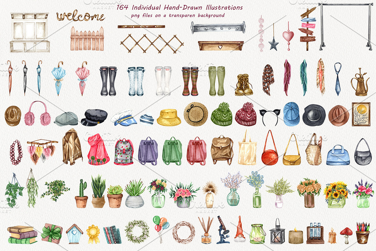 Hallway Scene Creator Watercolor Set, an Object Graphic by BarvArt (Photo 3 of 8)