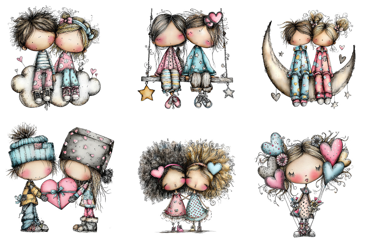 Dreamy Sweetheart Valentine Clipart, an Illustration by CreationArt (Photo 3 of 5)