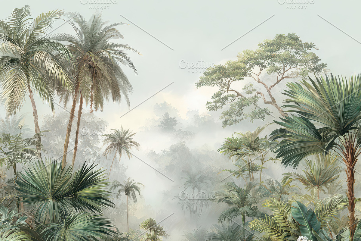 Vintage Tropical Jungle Wallpaper, a Decorative Illustration by Virgo Studio