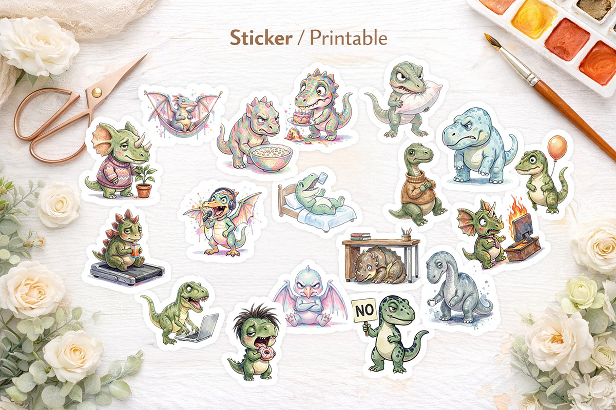 Funny Burnout Dino Sublimation, an Illustration by Artnoy (Photo 6 of 8)