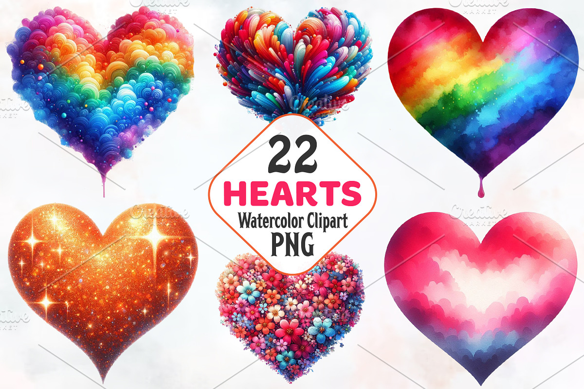 Heart Watercolor Clipart, an Illustration by RobertsArt (Photo 1 of 8)