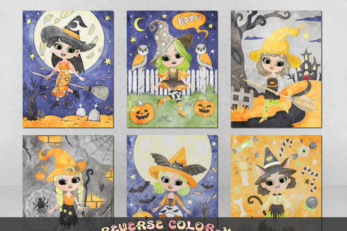 Halloween Reverse Coloring Pages, a Seasonal Illustration by Adirondack Canvas Studio (Photo 5 of 8)