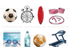 Watercolor Fitness Clipart, Gym PNG