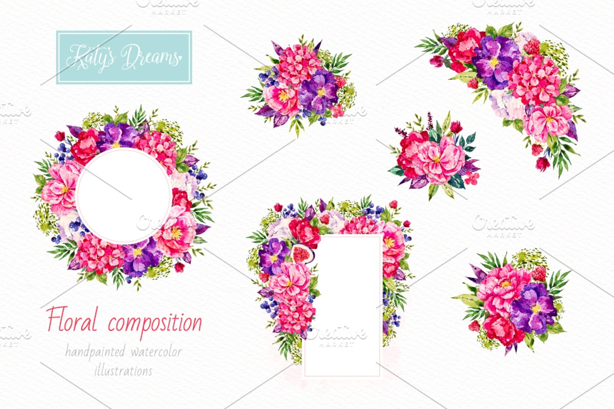Pink Flora. Watercolor, a Decorative Illustration by Ekaterina Mikheeva (Photo 3 of 8)