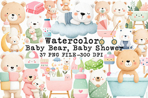 Baby Bear, Baby Shower Clipart, an Illustration by Libby Wishes