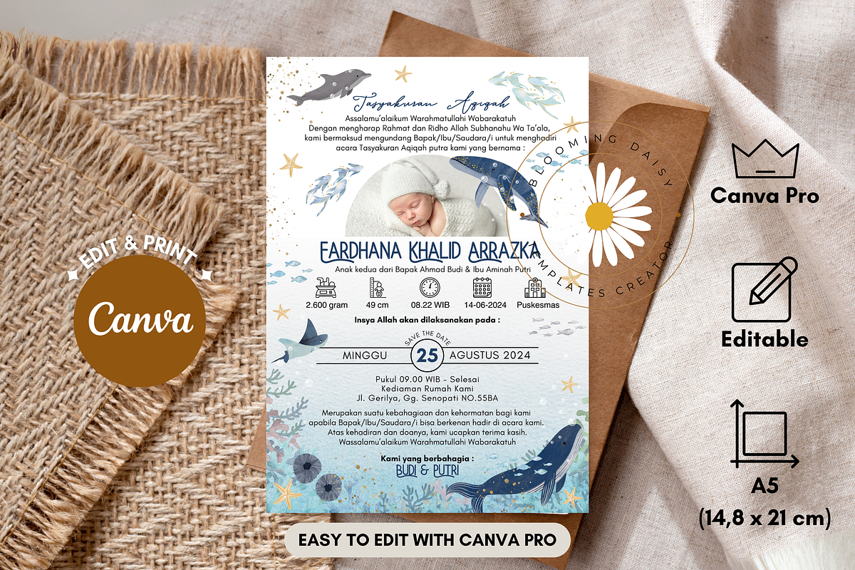 Under The Sea Invitation Canva, an Invitation Template by Blooming Daisy (Photo 1 of 4)