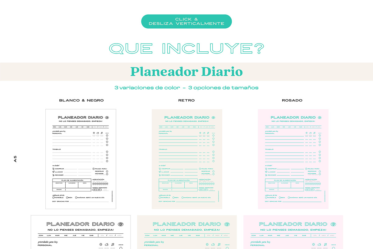 PLANEADOR DIARIO_Set, a Stationery Template by GoodNess Graphics (Photo 3 of 8)