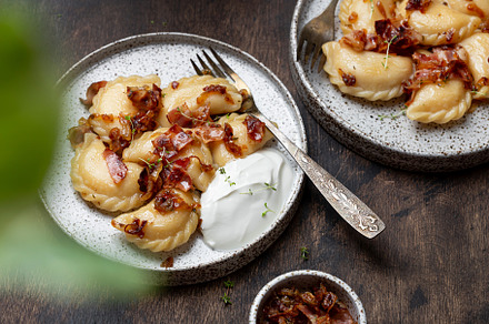 homemade dumplings with potatoes, a Food & Drink Photo by Marina_Pronina
