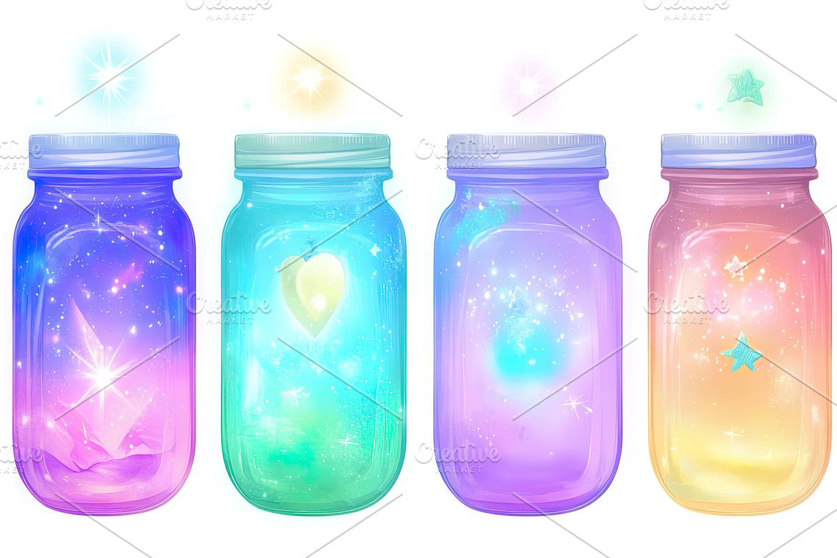Collection of Magic Jars with Stars, an Illustration by Lermont51