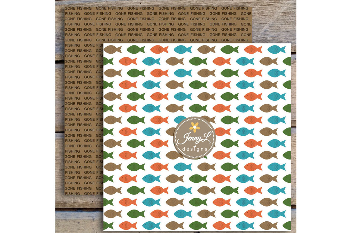 Fishing Digital papers & clipart, a Pattern Graphic by JennyL Designs (Photo 4 of 5)