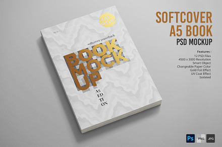 Softcover A5 Book PSD Mockup Set, a Mockup by Remnand Studio
