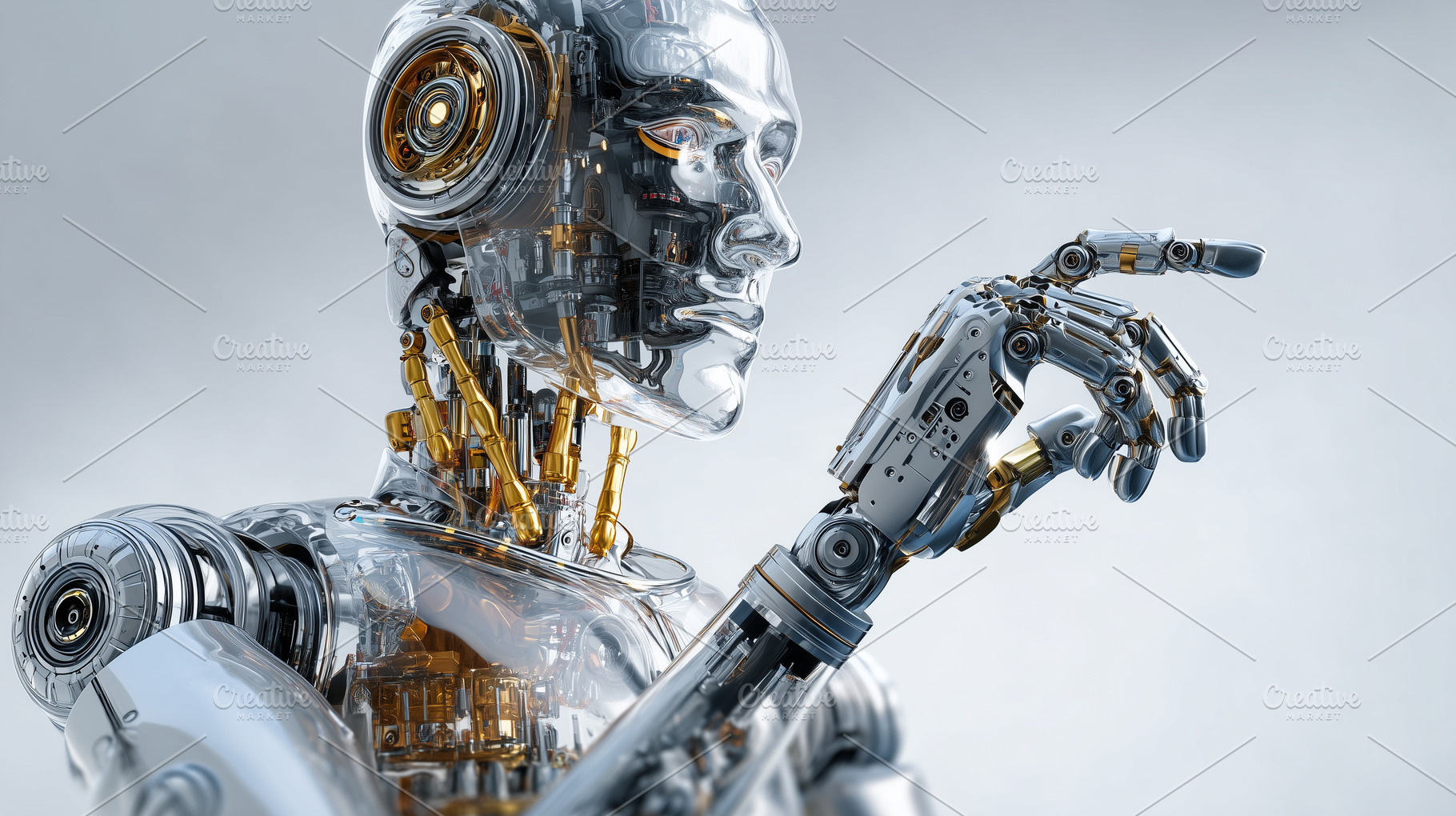 Futuristic high-tech humanoid robot, a Technology Photo by MistyDay