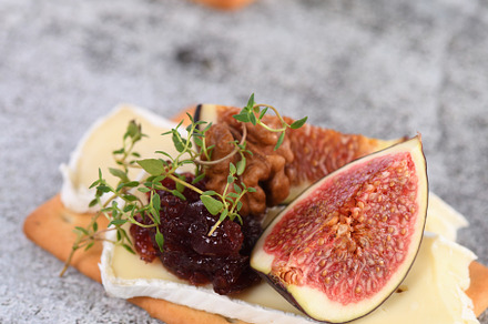 Cracker with a slice of camembert, a Food & Drink Photo by Apolonia