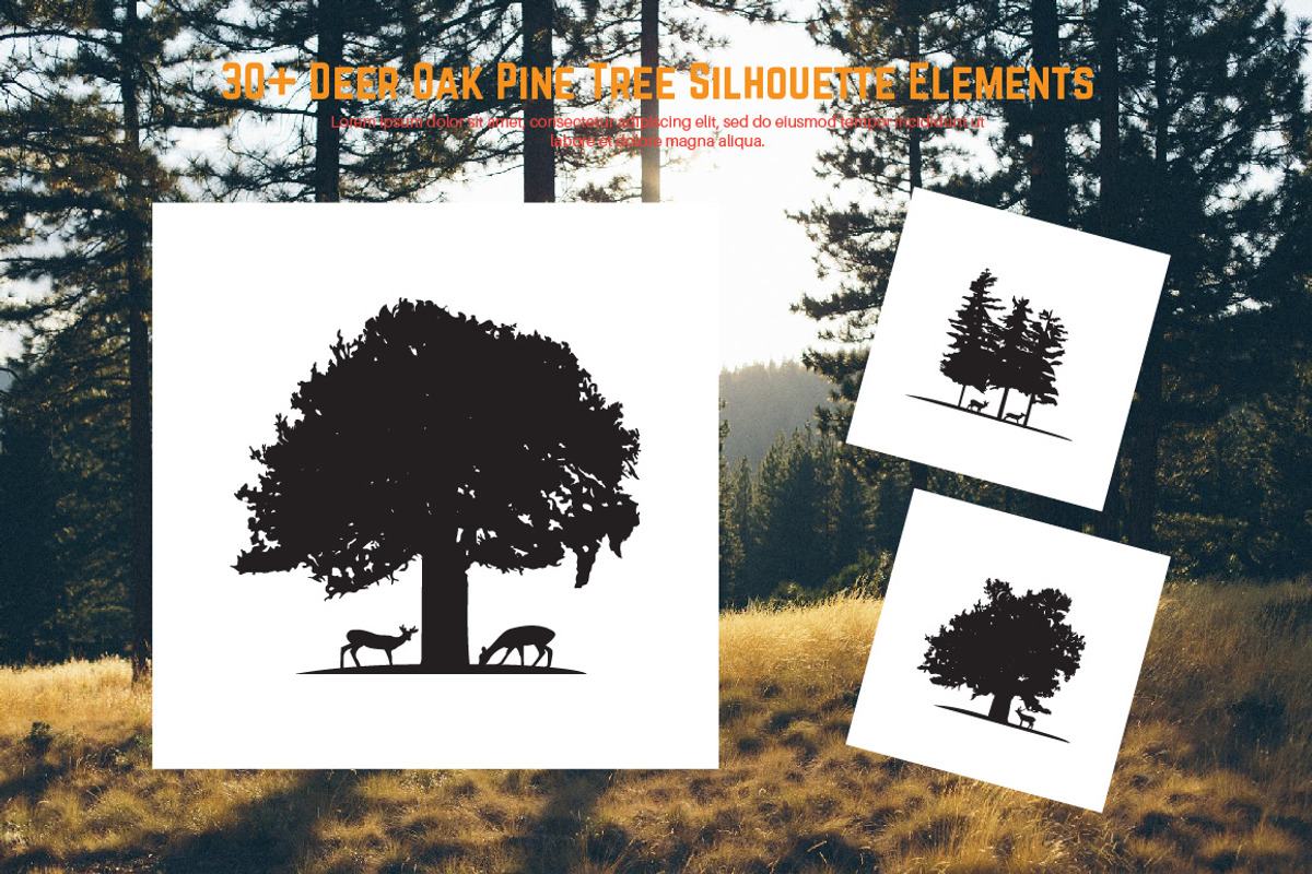 30+ Deer Oak Pine Tree Silhouette, an Animal Illustration by jongcreative (Photo 2 of 5)