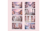 Pink Christmas Digital Backdrops, a Background Graphic by Business Chic (Thumbnail 2 of 4)