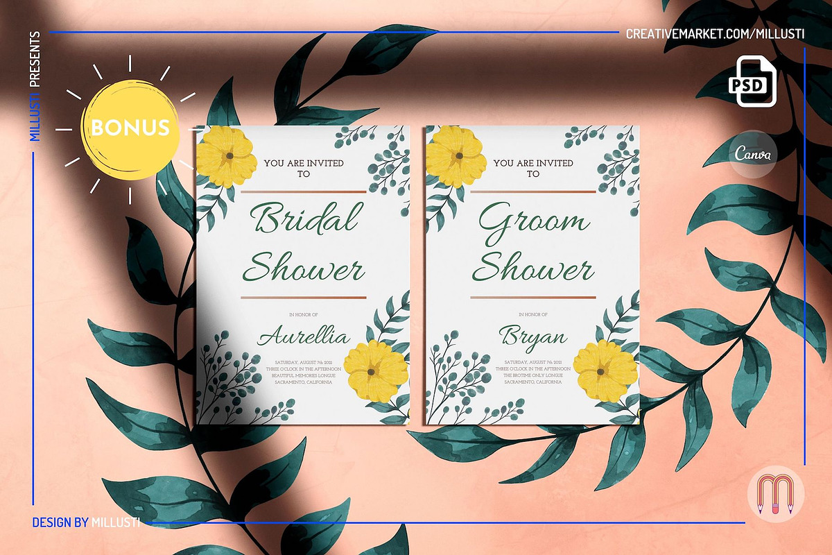Foliage Wedding Invitation Suite Set, an Invitation Template by Millusti (Photo 6 of 10)