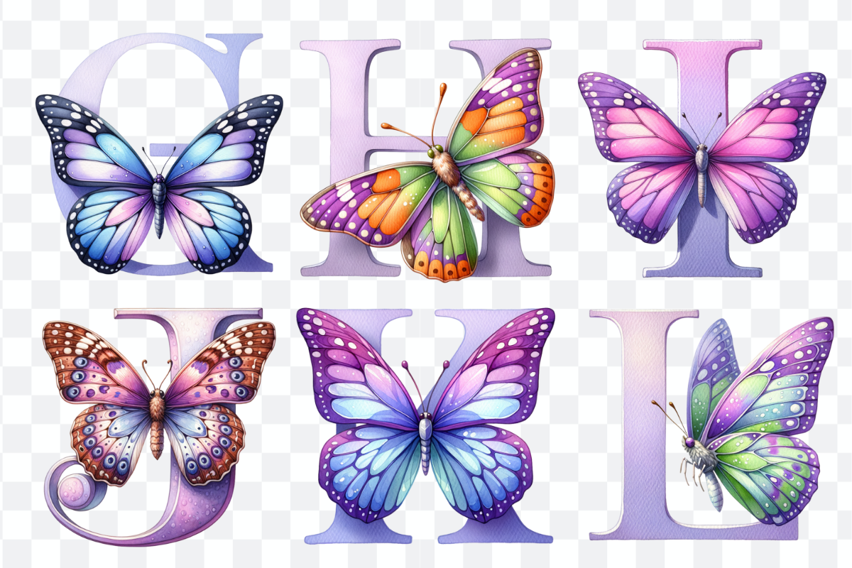 Butterfly Purple Alphabet and Number, a Symbol Font by Bubble Pixel (Photo 7 of 9)