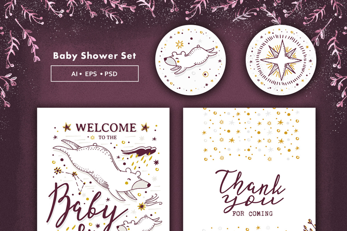 Baby Shower Set • Moon & Stars, an Invitation Template by Yeticrab (Photo 3 of 10)