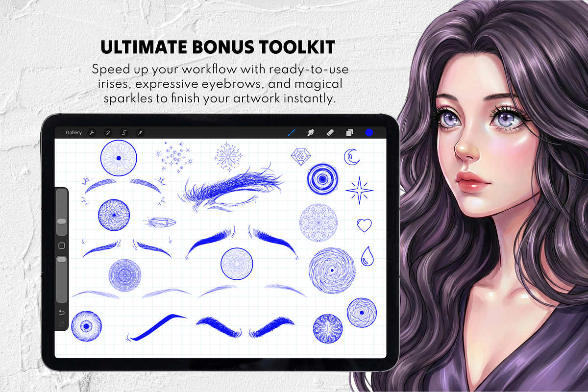 200+ Anime & Manga Eyes Procreate, a Brush Add-On by Selentaori Studio (Photo 9 of 11)