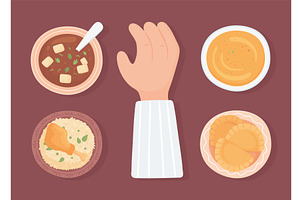 hand with food, a Food Illustration by studiogstock