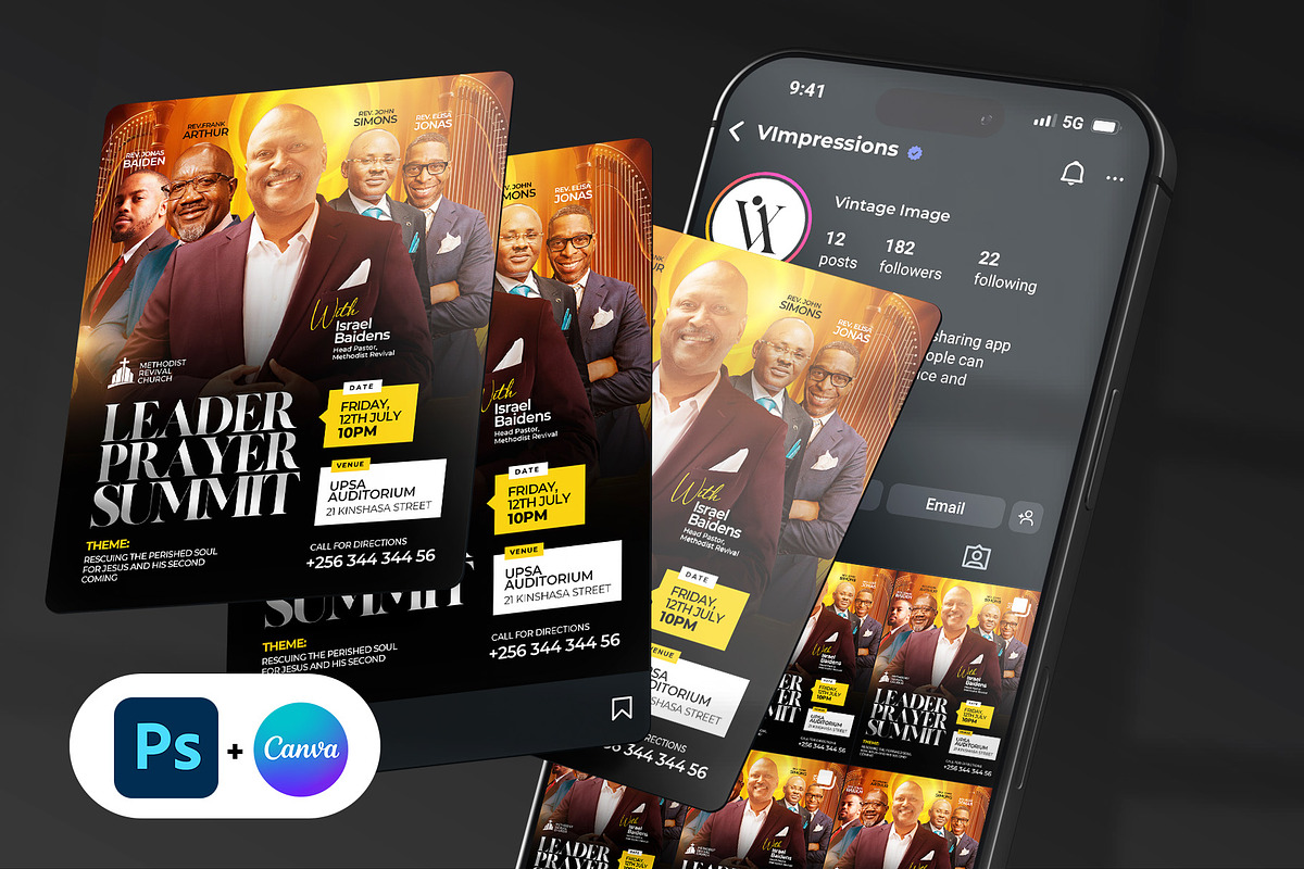 Prayer Church Flyer Portrait, a Social Media Template by Vintage Impressions (Photo 1 of 6)
