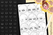 320 Procreate Chibi Boy Head Stamps, a Brush Add-On by DrawingStoryShop (Thumbnail 1 of 8)