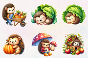 Cute Autumn Hedgehog Garden Clipart, an Illustration by CreationArt (Thumbnail 8 of 9)
