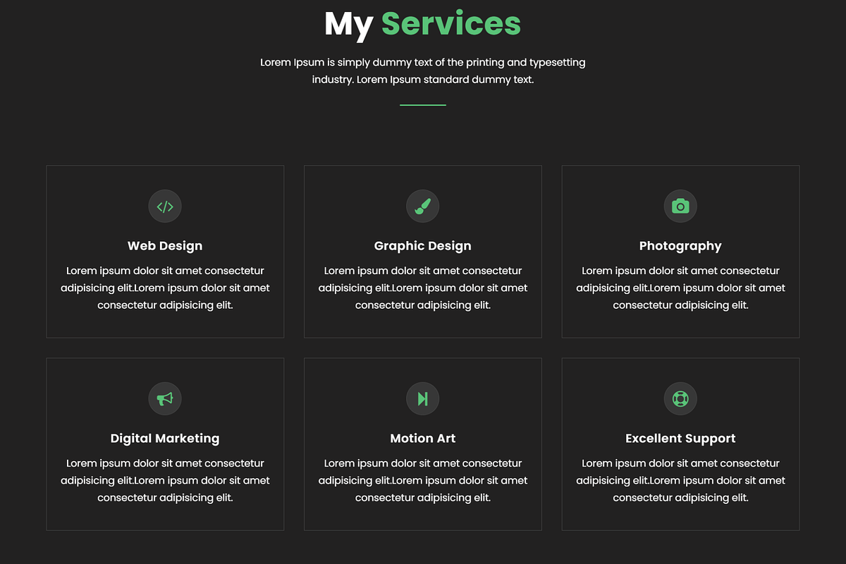 Hafiz - Dark Portfolio Resume HTML, a HTML Template by Themeplaza (Photo 3 of 6)