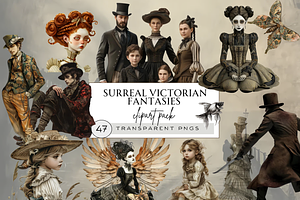 VICTORIAN WOMEN SURREAL CLIPART PACK, a Person Illustration by Daring Digies