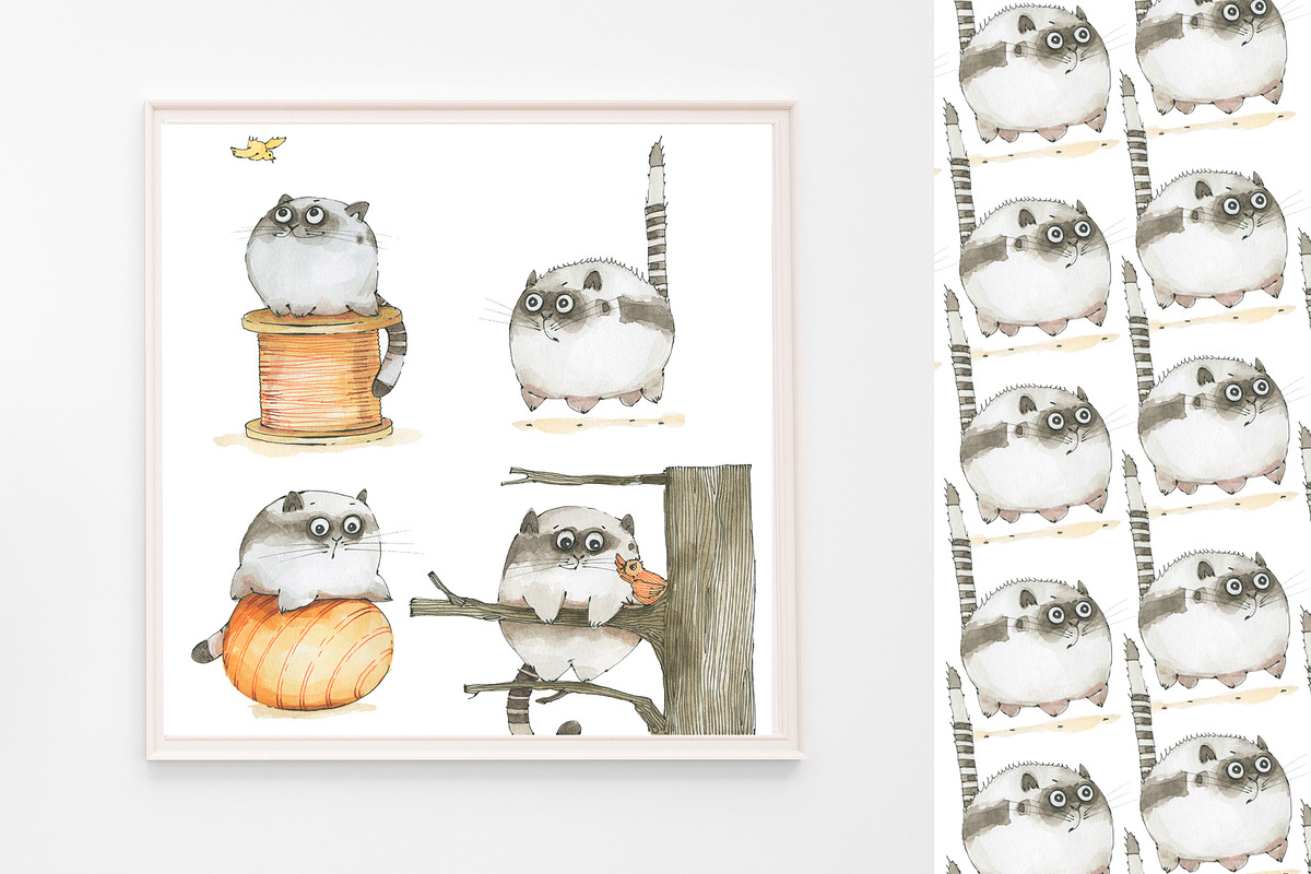 Cats for posters, cards, stickers, an Illustration by Novikova Lida (Photo 3 of 4)