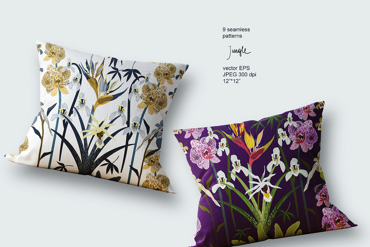 Orchids vector seamless set, a Pattern Graphic by PatternsBlooming