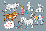 Tiger and Zebra. Coloring pages, an Animal Illustration by Haso (Thumbnail 3 of 4)
