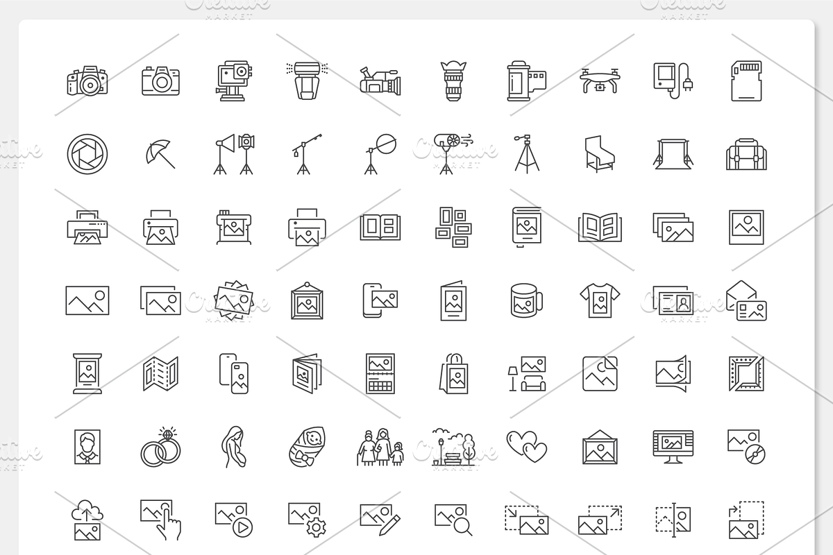 110 Photography Icons, an Outline Icon by Nadiinko (Photo 2 of 5)