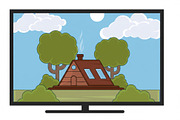 wooden cabin building landscaped, a Decorative Illustration by zyxroun shop (Thumbnail 3 of 3)