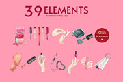 Nail Salon Watercolor Illustration, an Object Illustration by CreativeValuation (Thumbnail 2 of 11)