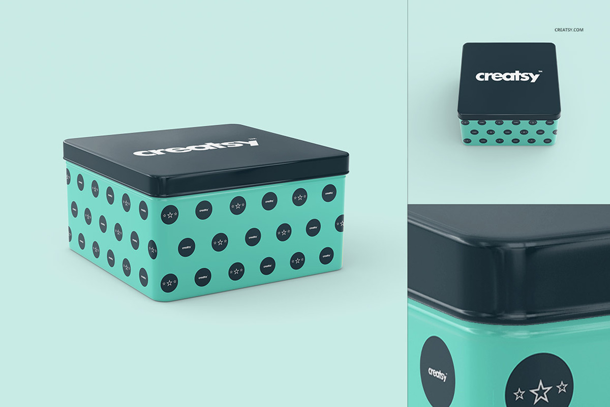 Metal Box Mockup Set, a Packaging Mockup by creatsy2 (Photo 3 of 8)