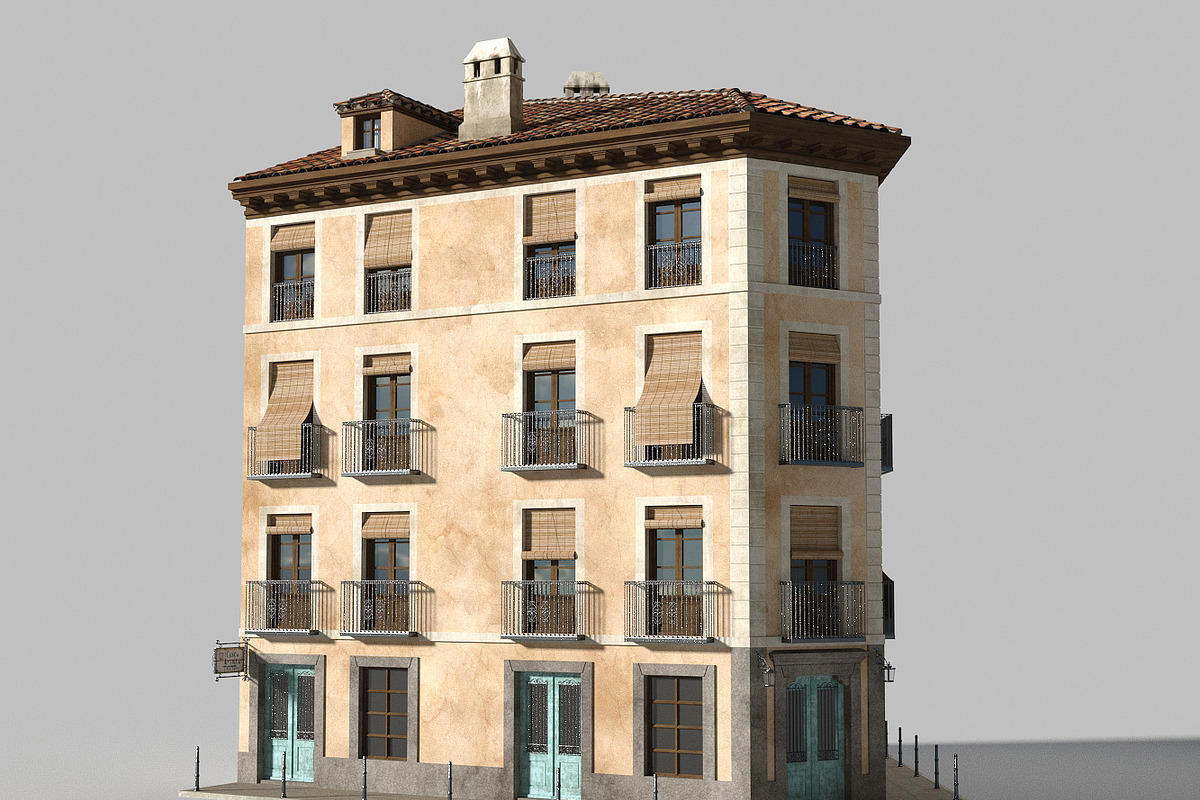 Old spanish house, an Architecture 3D Model by happy brush
