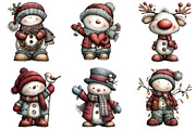 Whimsical Christmas Snowman Clipart, an Illustration by DreamArtGraphic (Thumbnail 5 of 5)