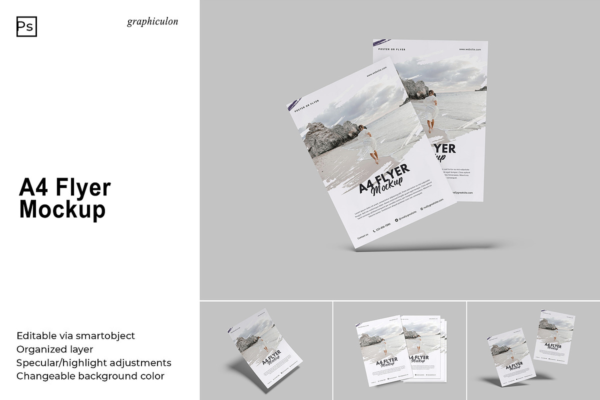 A4 Flyer Mockup, a Flyer Template by Graphiculon (Photo 1 of 11)