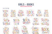 Book Lovers Clipart. Girls and Books, an Object Illustration by VerAna (Thumbnail 3 of 24)