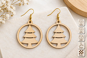 Christmas Tree Earrings Laser Cut, an Object Graphic by Canvas Craft (Thumbnail 1 of 3)