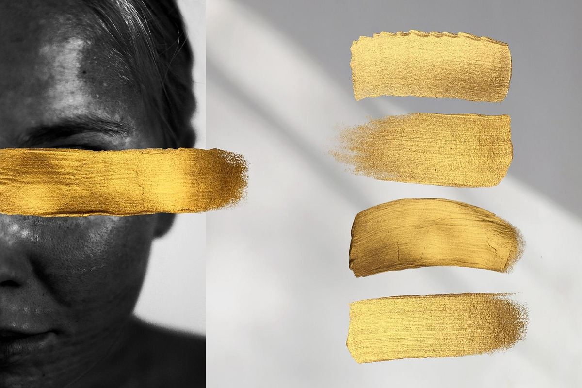 12 golden paint brush strokes, a Texture Graphic by Kat Anti (Photo 2 of 5)
