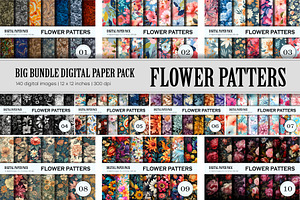 Big Bundle Floral Patterns 01., a Pattern Graphic by KENO Mascots