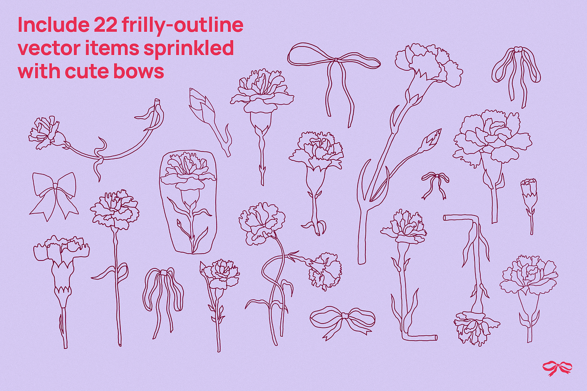 Carnation Flowers Vector Set, a Decorative Illustration by My.Ordinarty (Photo 3 of 10)
